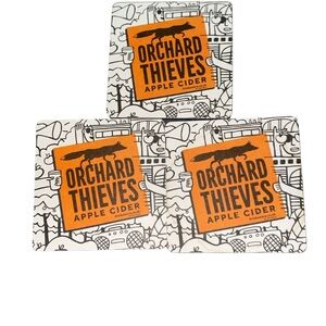 Orchard Thieves Apple Cider Double-Sided Coasters Set of 3 Beer Mats Pub